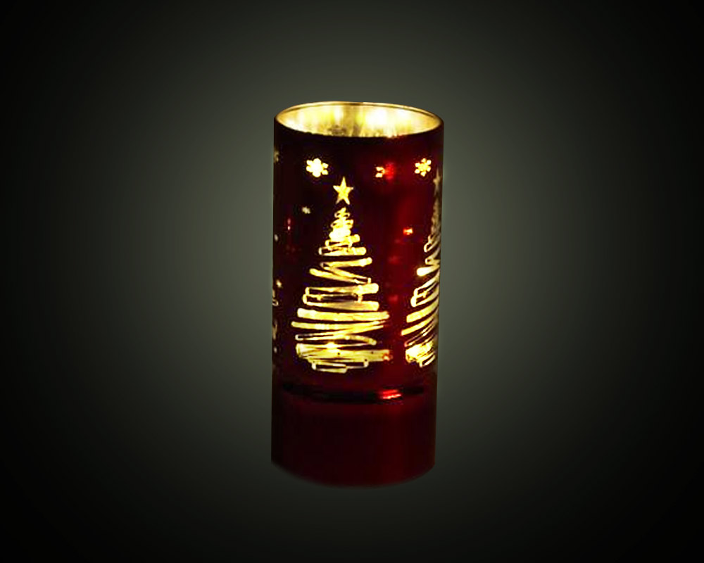 Cilindro albero c/10led rosso - immagine 2