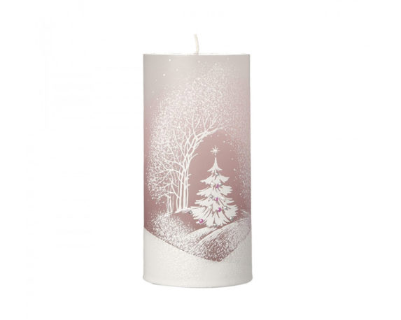 Candela cilindrica paesaggio rosa