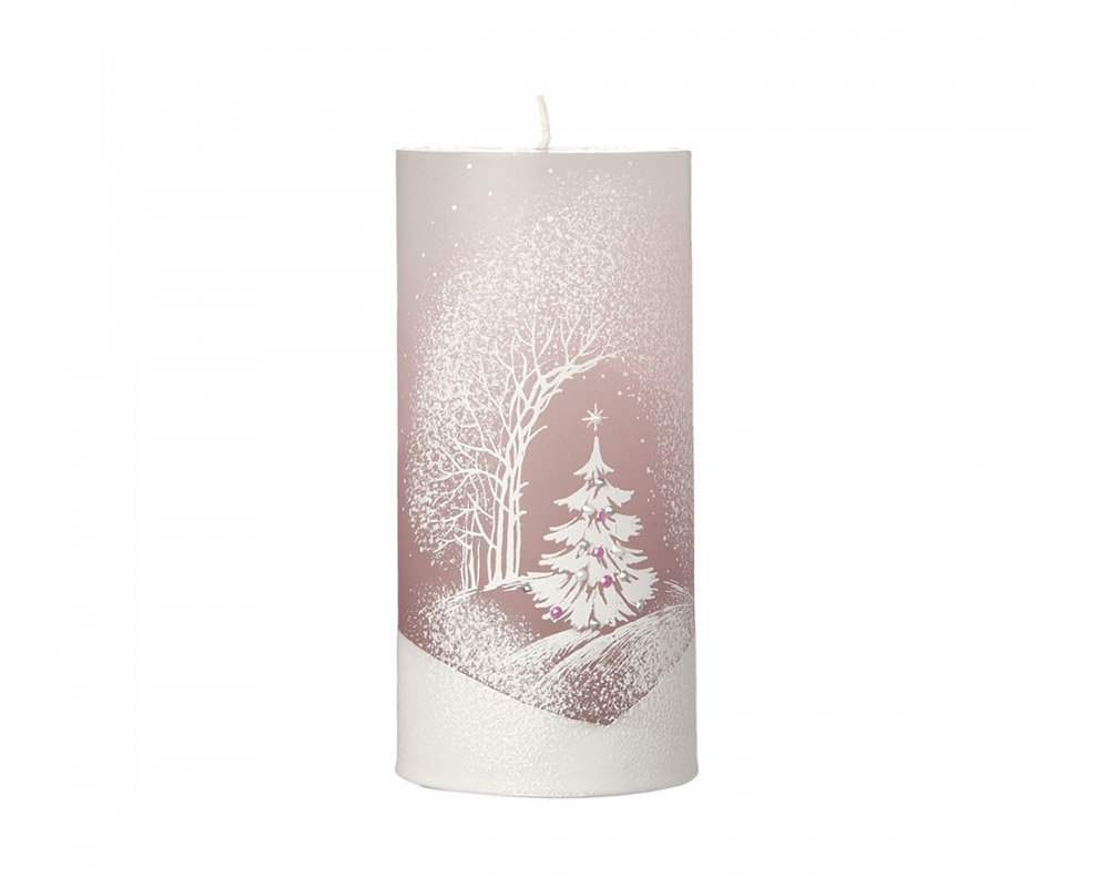 Candela cilindrica paesaggio rosa