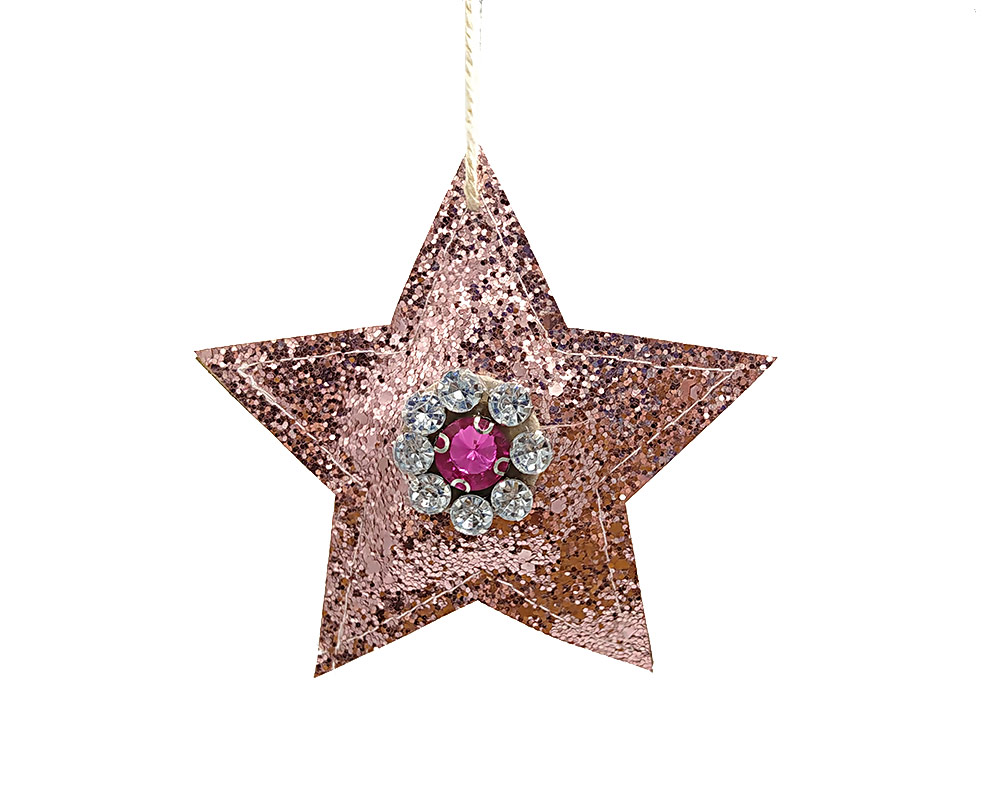 Pendaglio stella con gemma c-glitter rosa
