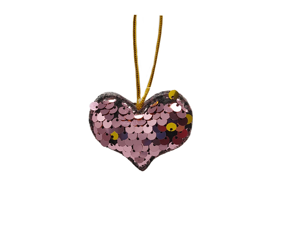 Pendaglio cuore pajette rosa