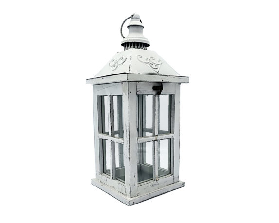 Lanterna decapata bianca legno/metallo