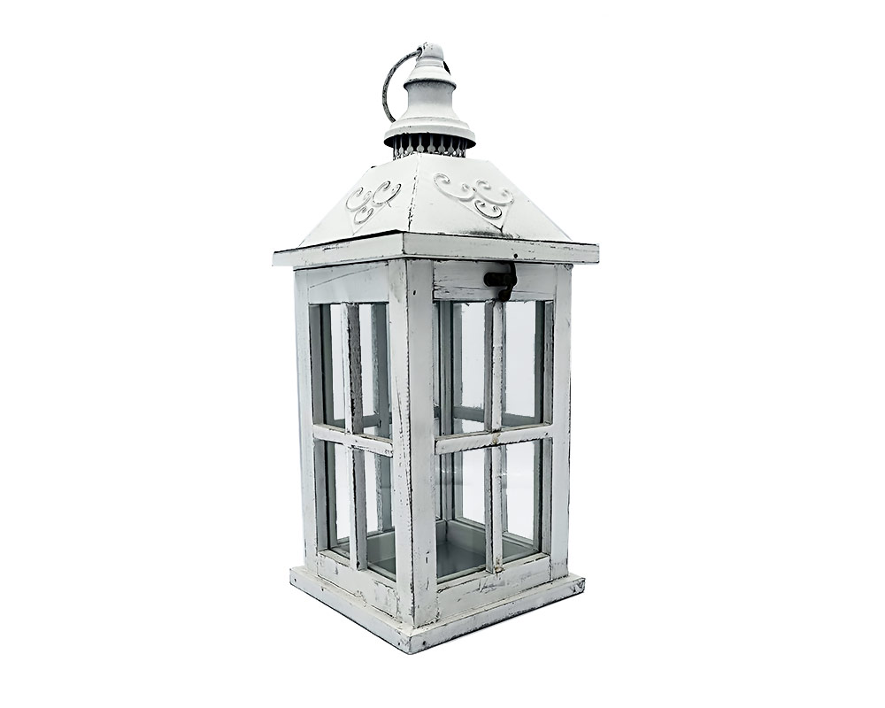 Lanterna decapata bianca legno/metallo