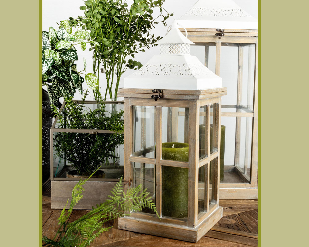 Lanterna mermelletto large naturale legno/metallo - immagine 2