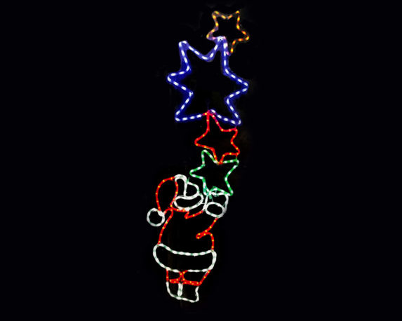 Babbo Natale C/stelle Tubo Led Multicolor