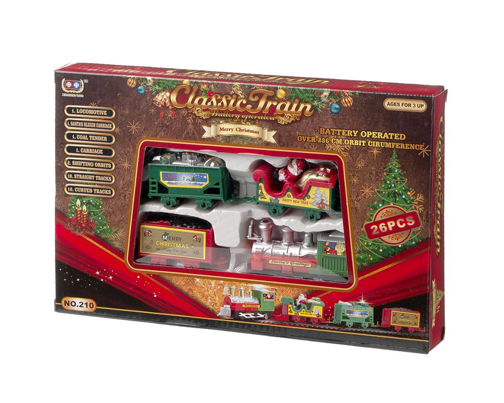 Set 26pz trenino natalizio classico c/musica e led in movimento