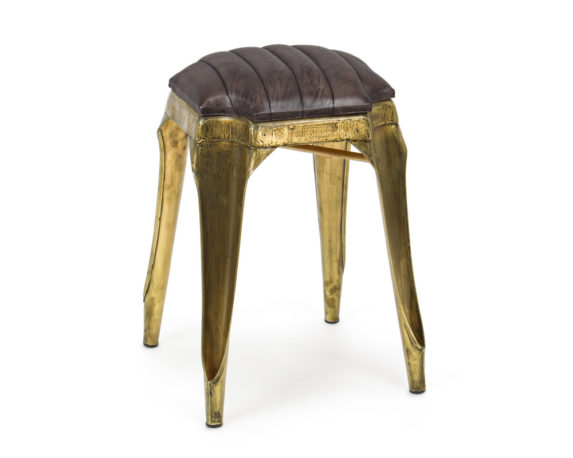 Sgabello Mendez 50h in Acciaio e Pelle