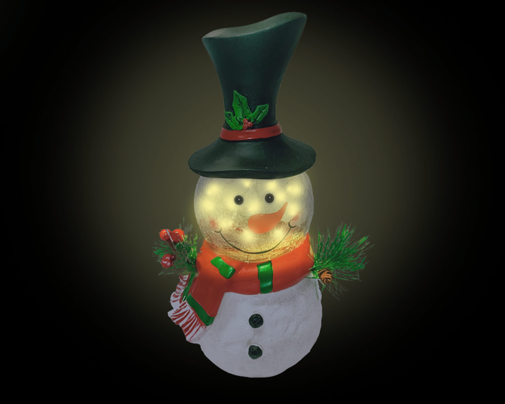 Snowman xmas c/led poliresina - immagine 2