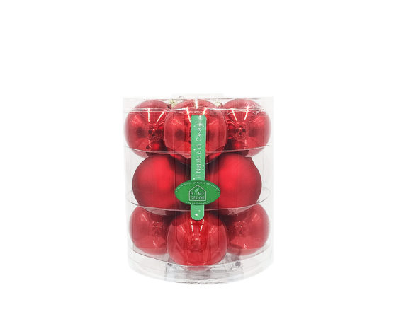 Box 12 sfere d8 cm rosso classic mix
