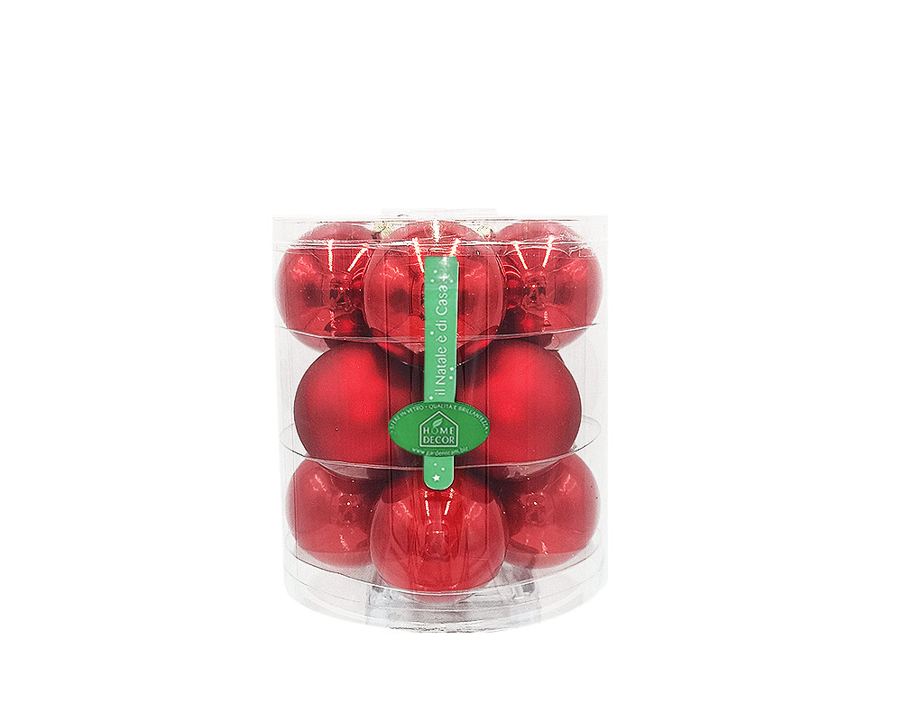 Box 12 sfere d8 cm rosso classic mix