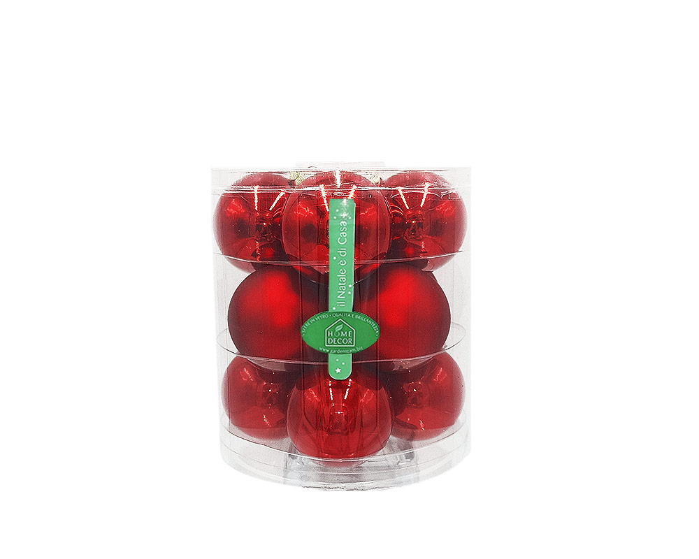 Box 12 sfere d8 cm rosso sangue d'oca mix