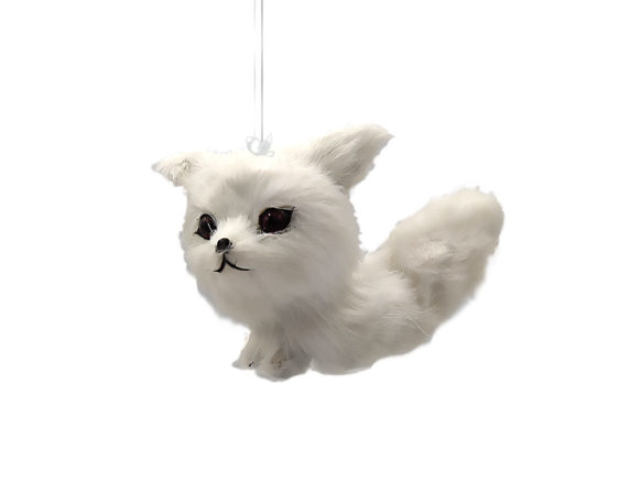 Pendaglio volpe bianca in pelliccia sintetica