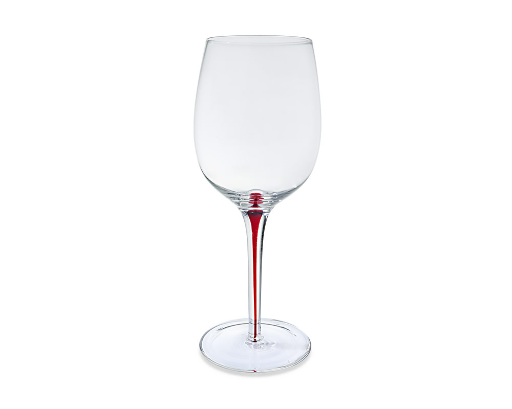 Calice vino c-reticolo rosso vetro