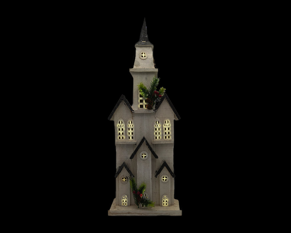 Casa c/led h70 legno - immagine 2