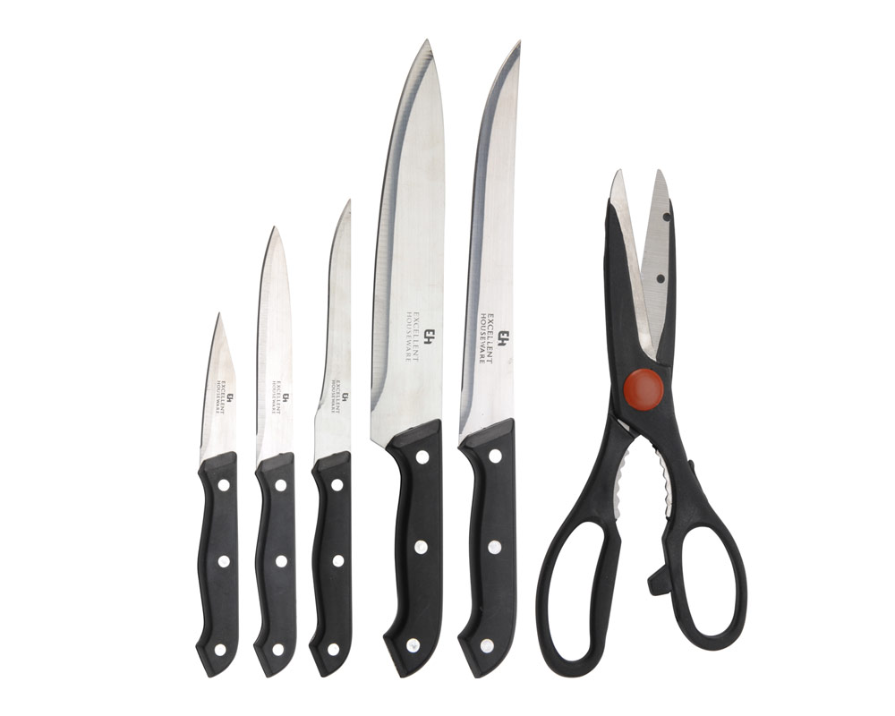 Set 7 Pz Coltelli con Ceppo in Legno e Acciaio - immagine 2