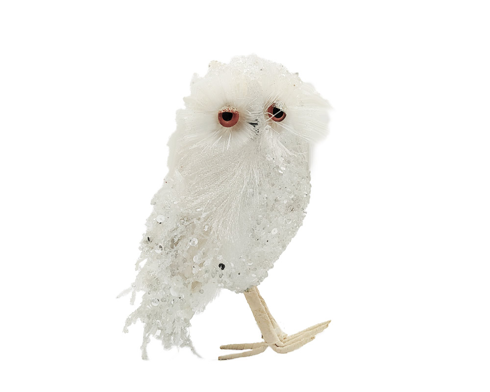 Gufo glitter bianco h16