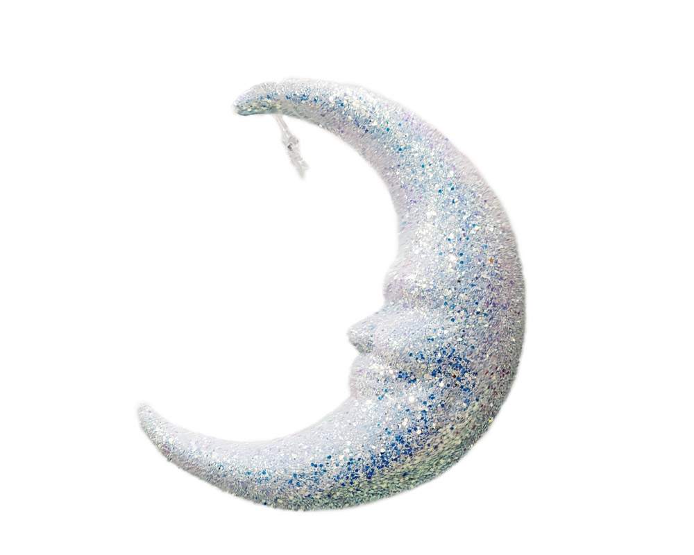 Luna glitterata da appendere azzurro