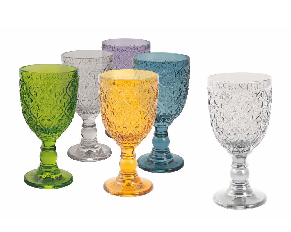 Set calici vetro colorati 6pz marrakech