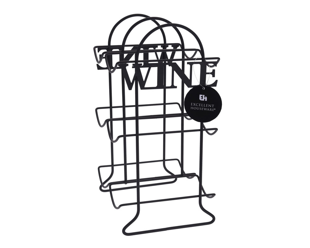 Porta Bottiglia con Scritta Wine in Metallo