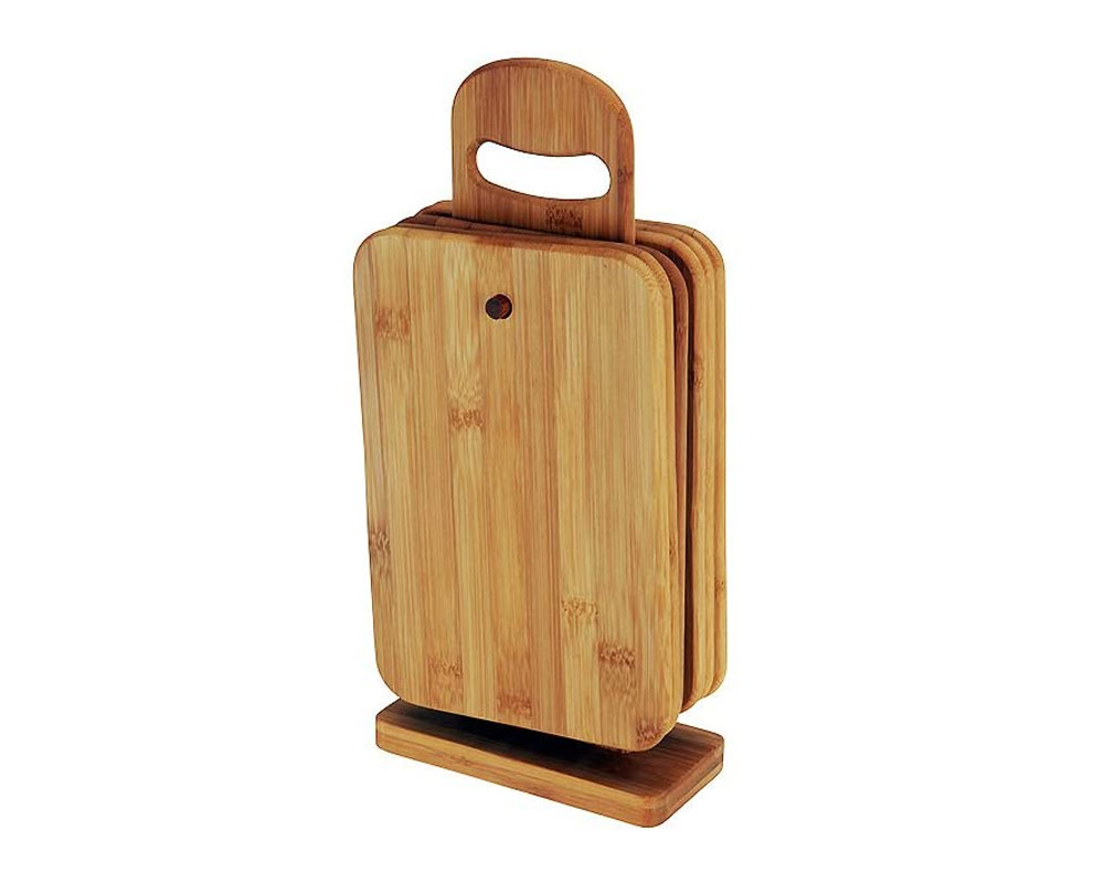 Set 6 Pz Taglieri con Supporto in Bamboo