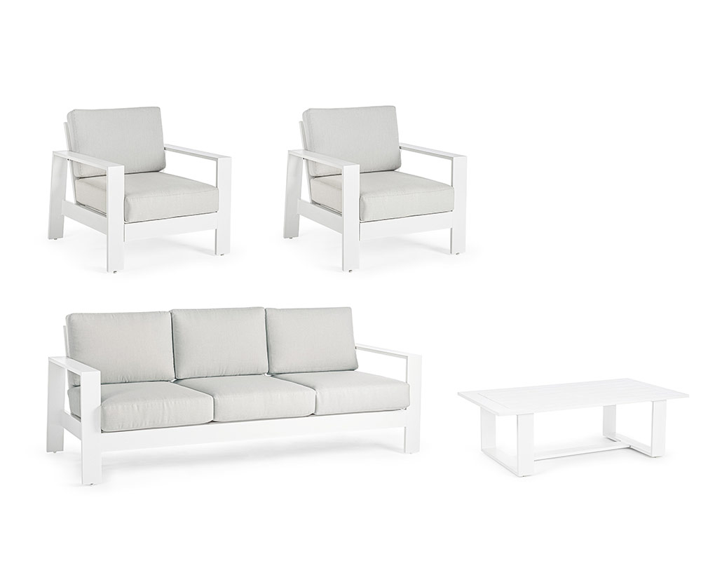 Set 4 Pz Salotto Baltic Bianco con Cuscini in Alluminio - Bizzotto - immagine 8