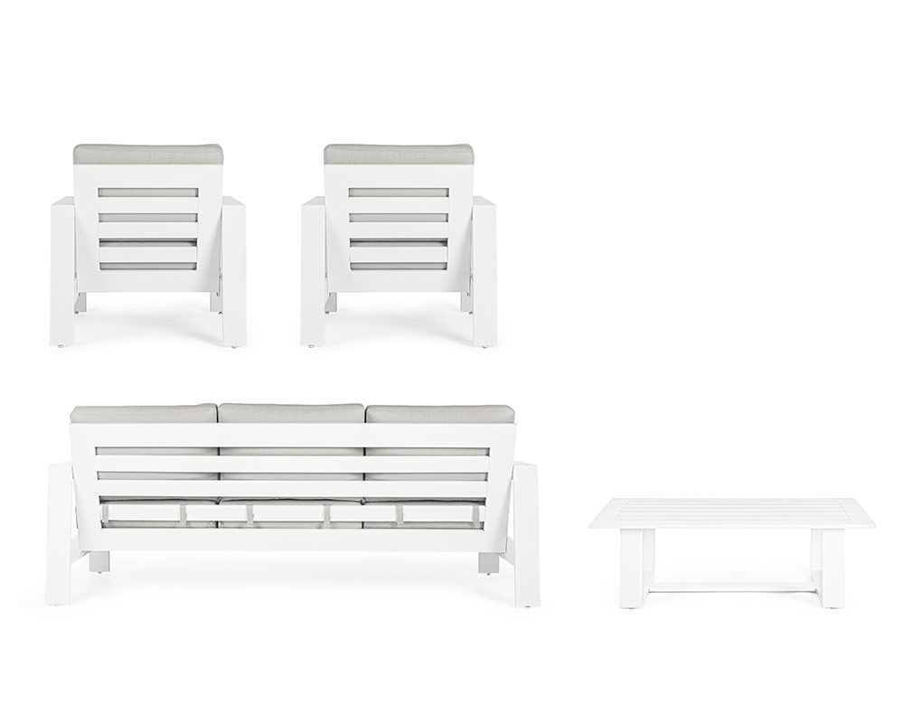 Set 4 Pz Salotto Baltic Bianco con Cuscini in Alluminio - Bizzotto - immagine 7
