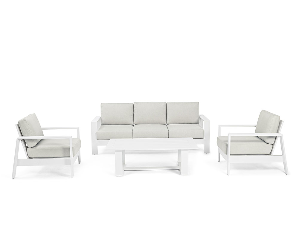Set 4 Pz Salotto Baltic Bianco con Cuscini in Alluminio - Bizzotto - immagine 6