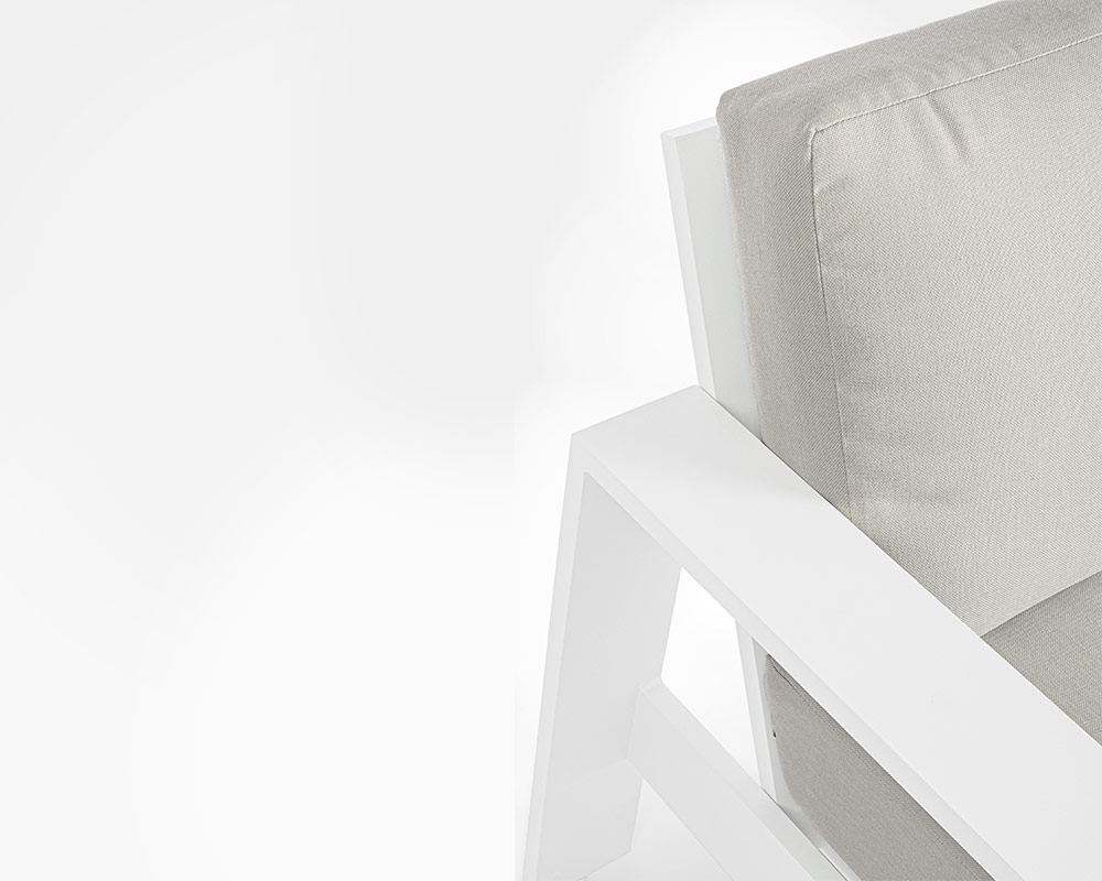 Set 4 Pz Salotto Baltic Bianco con Cuscini in Alluminio - Bizzotto - immagine 4