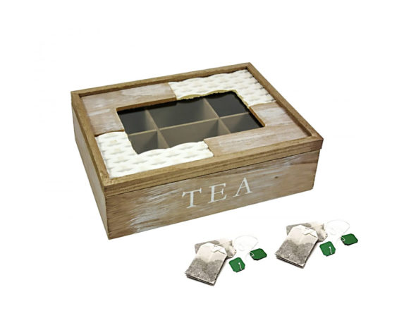 Scatola da tè in legno c/6 scomparti