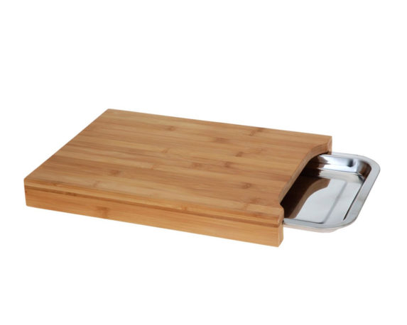 Tagliere con Vassoio a Scomparsa in Bamboo e Acciaio