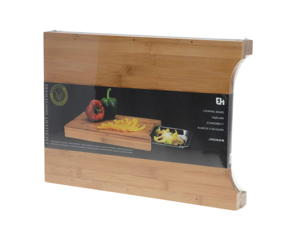 Tagliere con Vassoio a Scomparsa in Bamboo e Acciaio - immagine 2