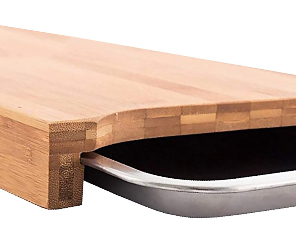 Tagliere con Vassoio a Scomparsa in Bamboo e Acciaio - immagine 3