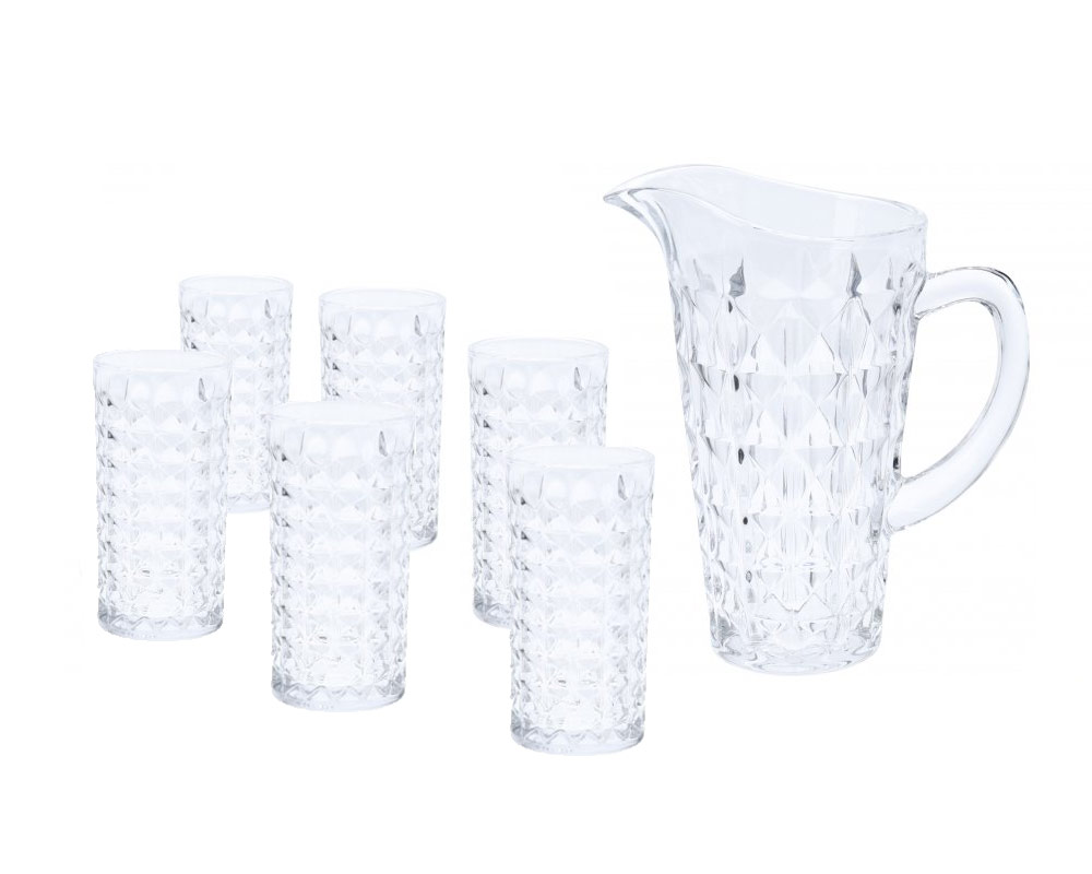 Set 7 Pz Servizio Caraffa con Bicchieri in Vetro