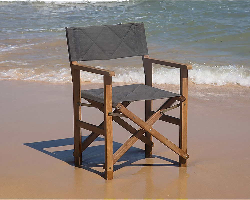 Sedia Regista Brindisi Antracite in Acacia e Cotone - immagine 2