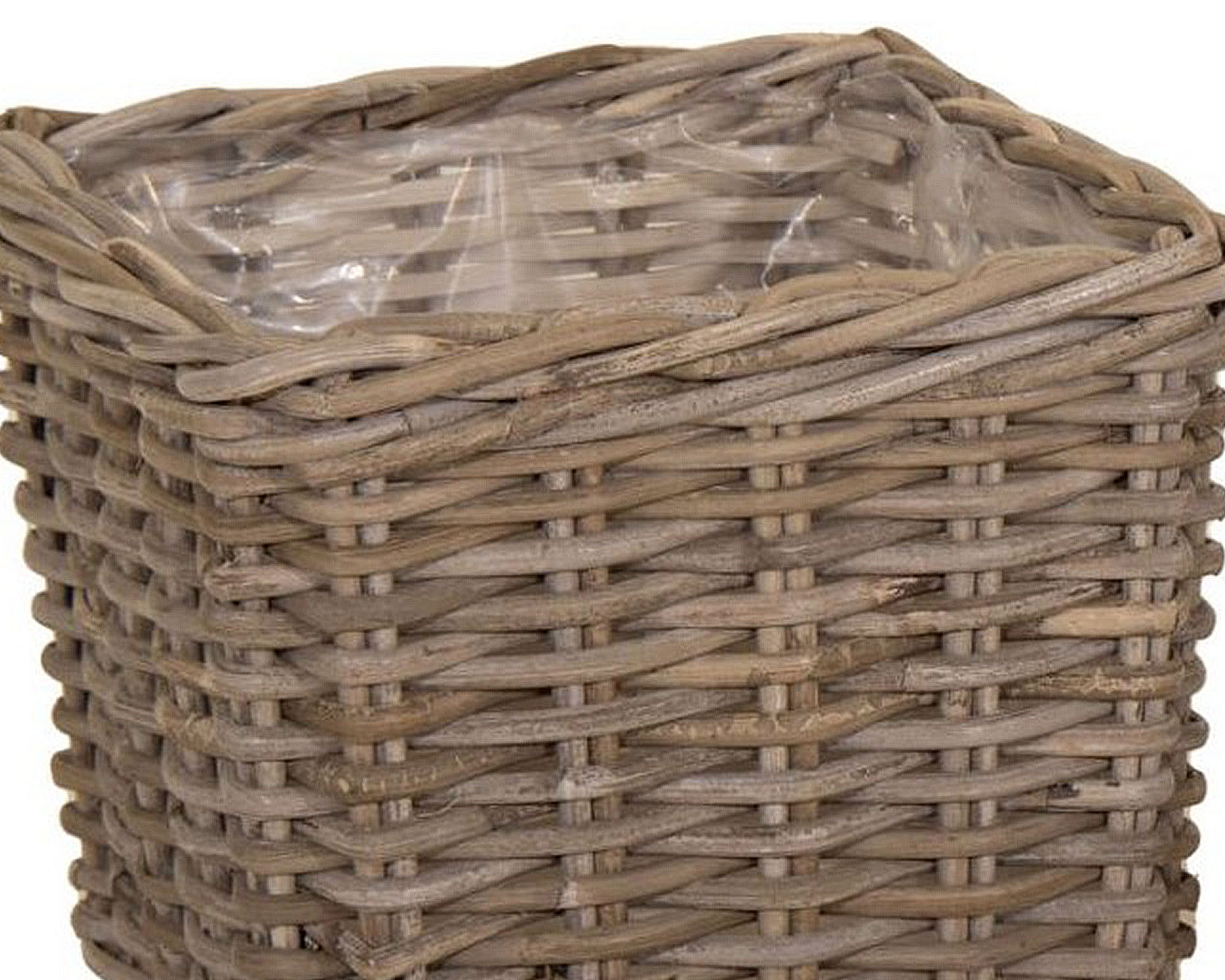 Cesta Intrecciata Quadra Evi Grande Naturale D25x22cm in Rattan - Mega Collections - immagine 2
