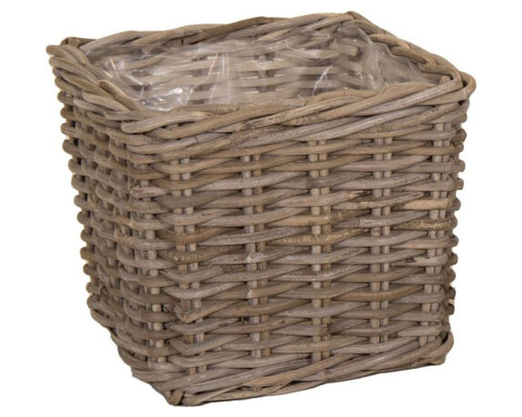 Cesta Intrecciata Quadra Evi Grande Naturale D25x22cm in Rattan – Mega Collections