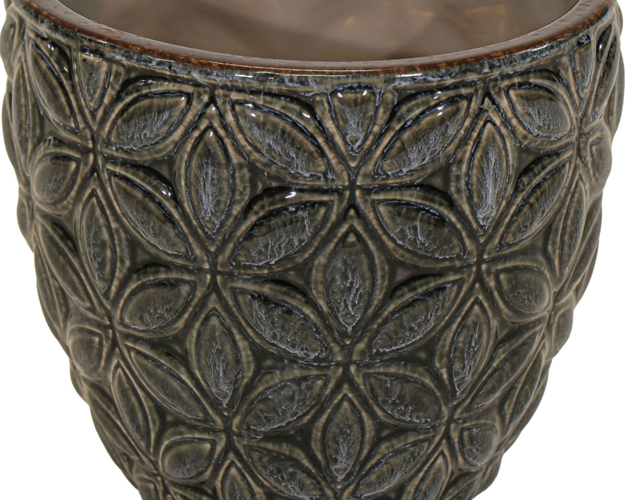 Cachepot Elegante Smaltato Vida Ceramica Nero D18x17cm in Ceramica - Mega Collections - immagine 2