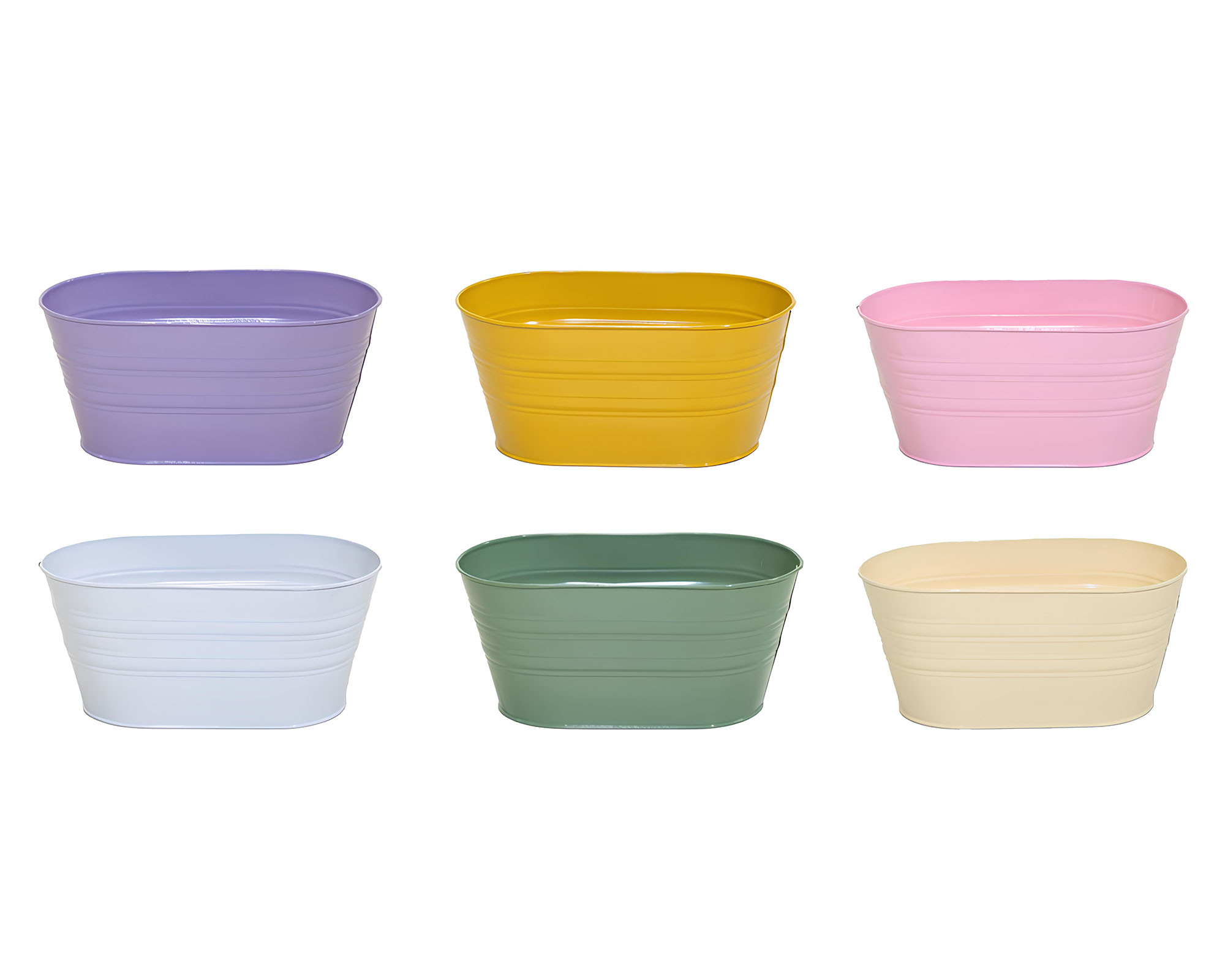 Cachepot Ovale Basso Metallo Assortito 25x13,5x11,5cm in Metallo - Mega Collections