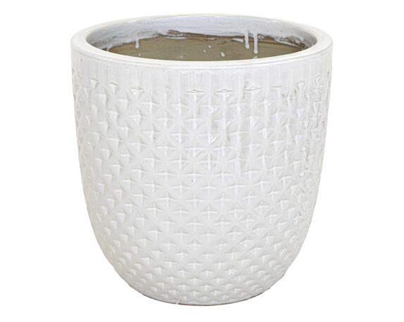 Scanalato Elegante Smaltato Bianco L D23x25cm in Ceramica – Mega Collections