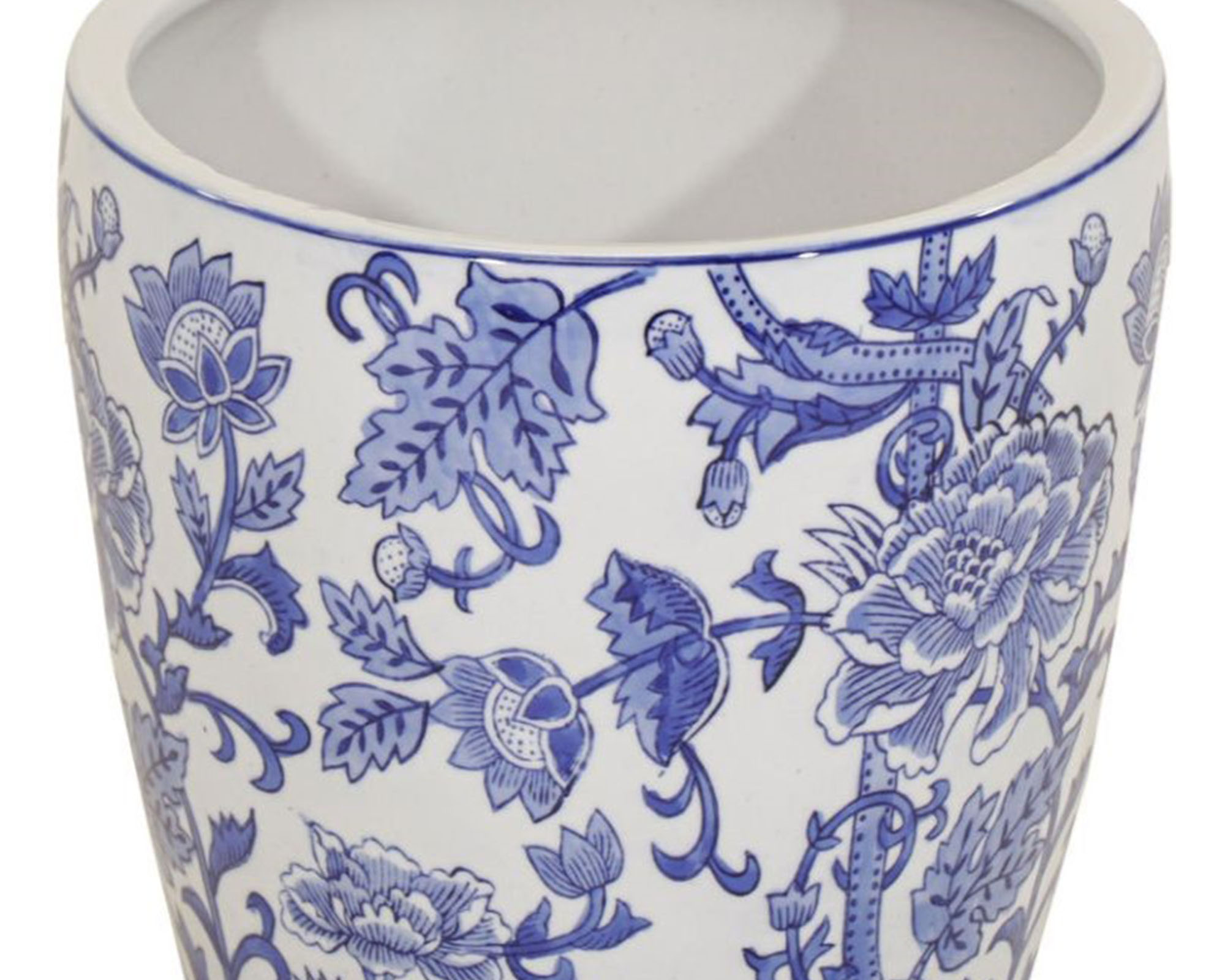 Cachepot per Orchidee con Motivo Fiorato Bianco e Blu D15x13cm in Argilla - Mega Collections - immagine 2