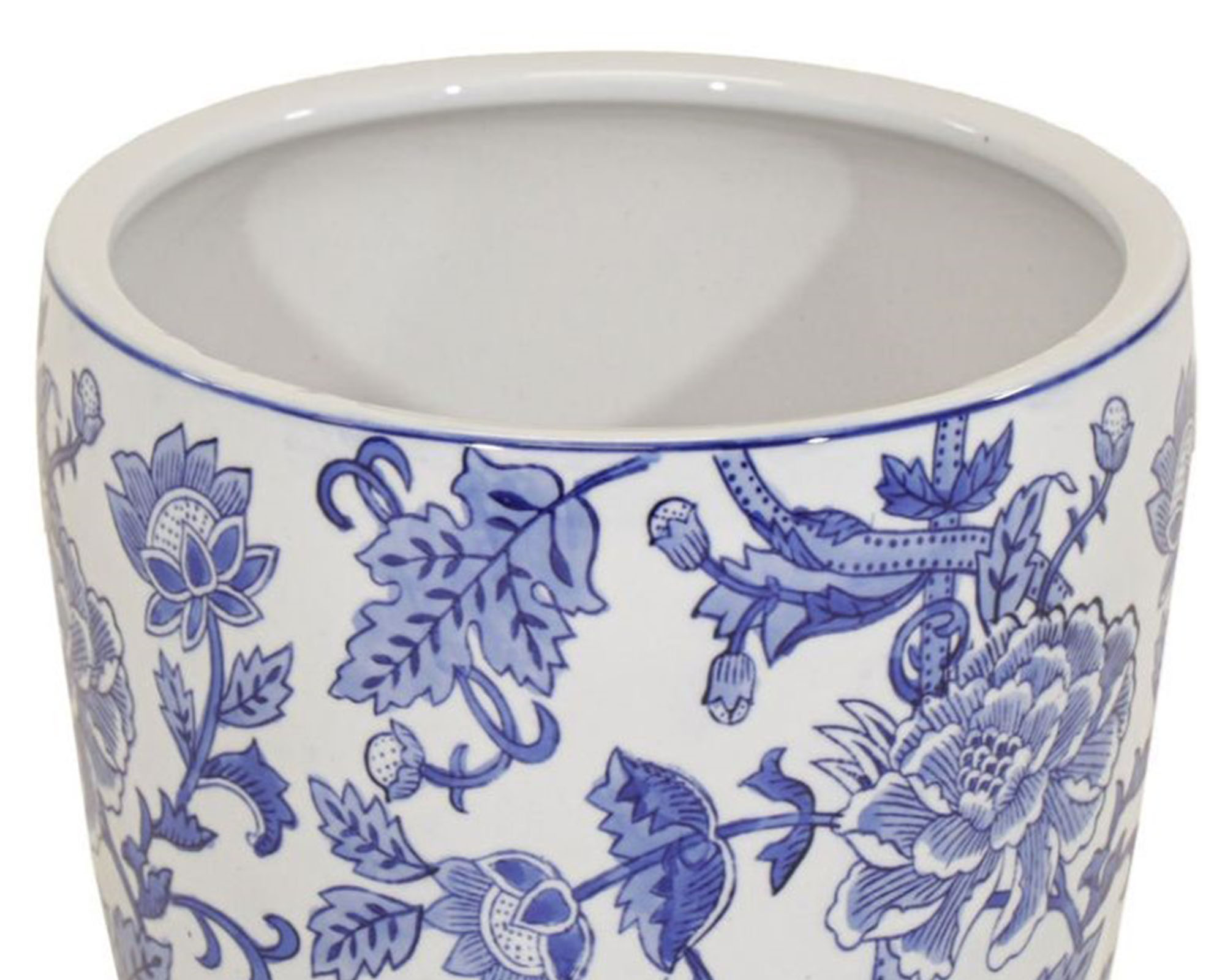 Cachepot Alto Motivo Fiorato S Bianco e Blu D16x16cm in Argilla - Mega Collections - immagine 2