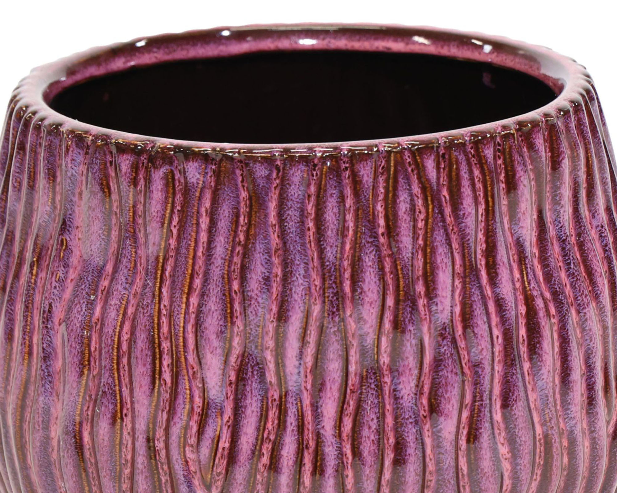 Cachepot Elegante Smaltato Purple D16x14cm in Ceramica - Mega Collections - immagine 2