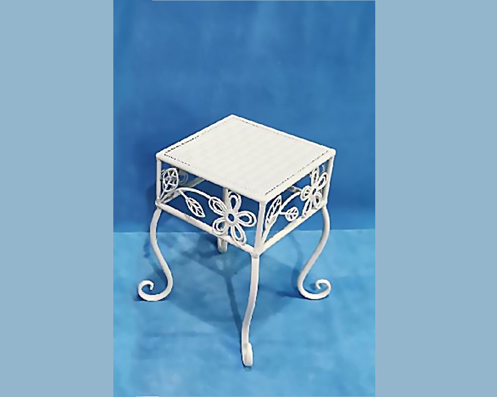 Alzata per piante quadrata small bianco/metallo