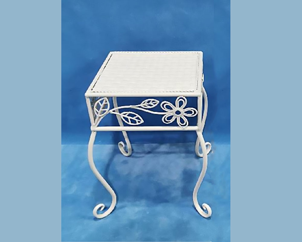 Alzata per piante quadrata large bianco/metallo