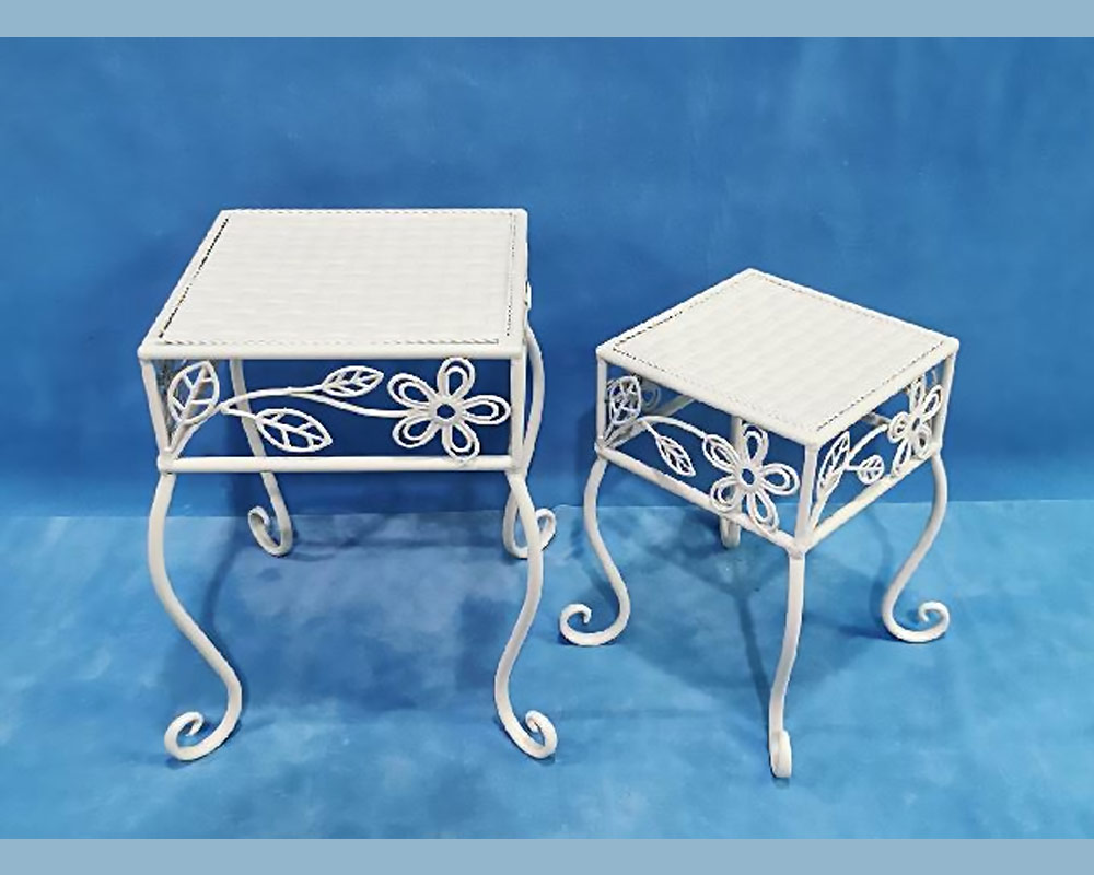 Alzata per piante quadrata large bianco/metallo - immagine 2