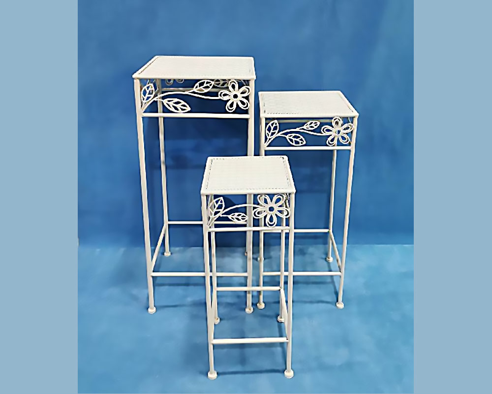 Alzata per piante quadrata large bianco/metallo - immagine 2