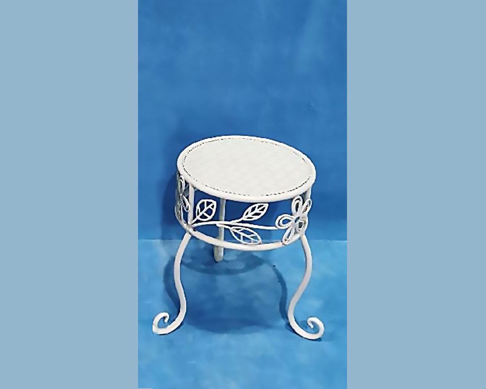 Alzata per piante tonda small bianco/metallo