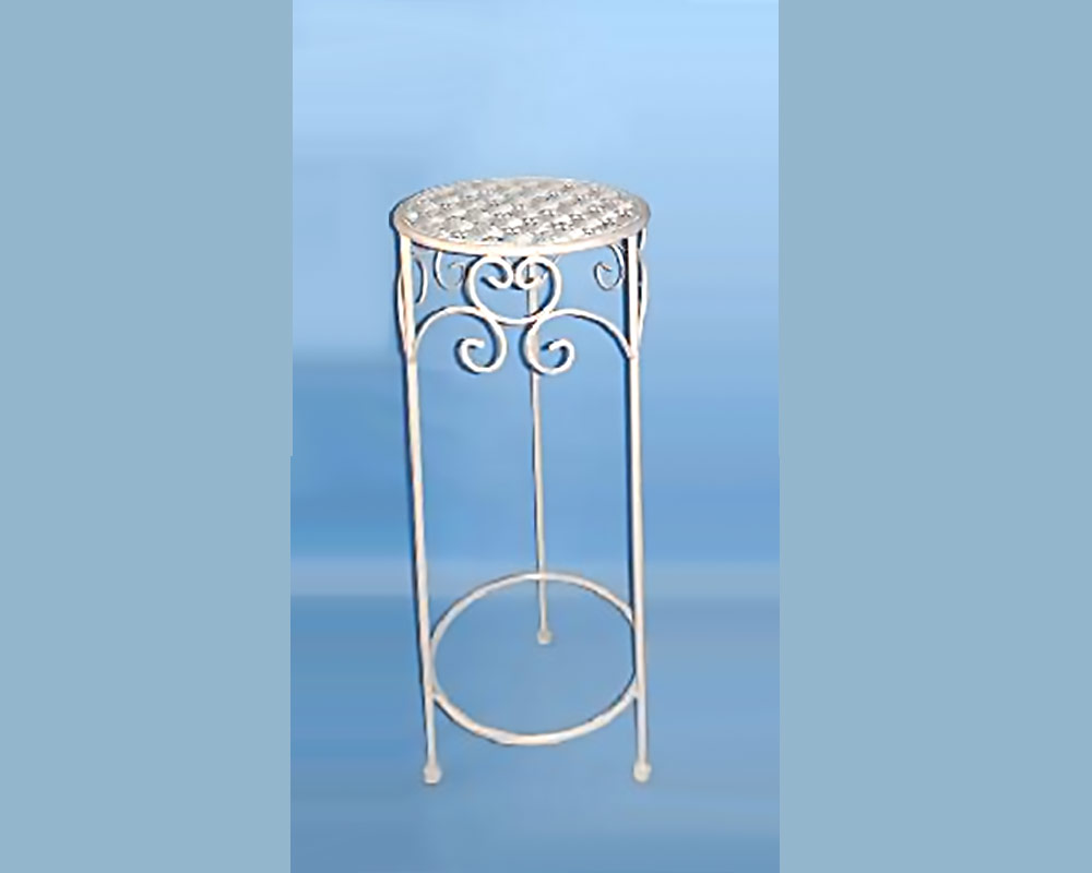 Alzata per Piante Tondo Bianco Medium in Metallo