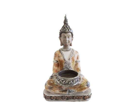 Statua Buddha P/tealight Poliresina H21