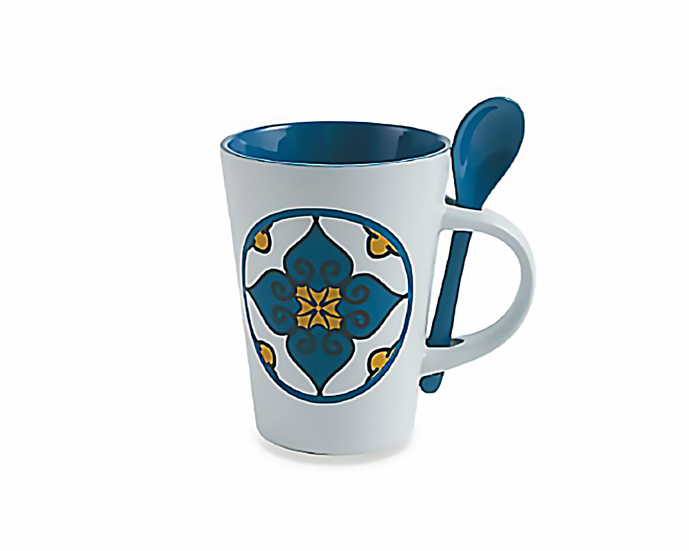 Tazza con Cucchiaino Cala Lisboa in Gres - immagine 5